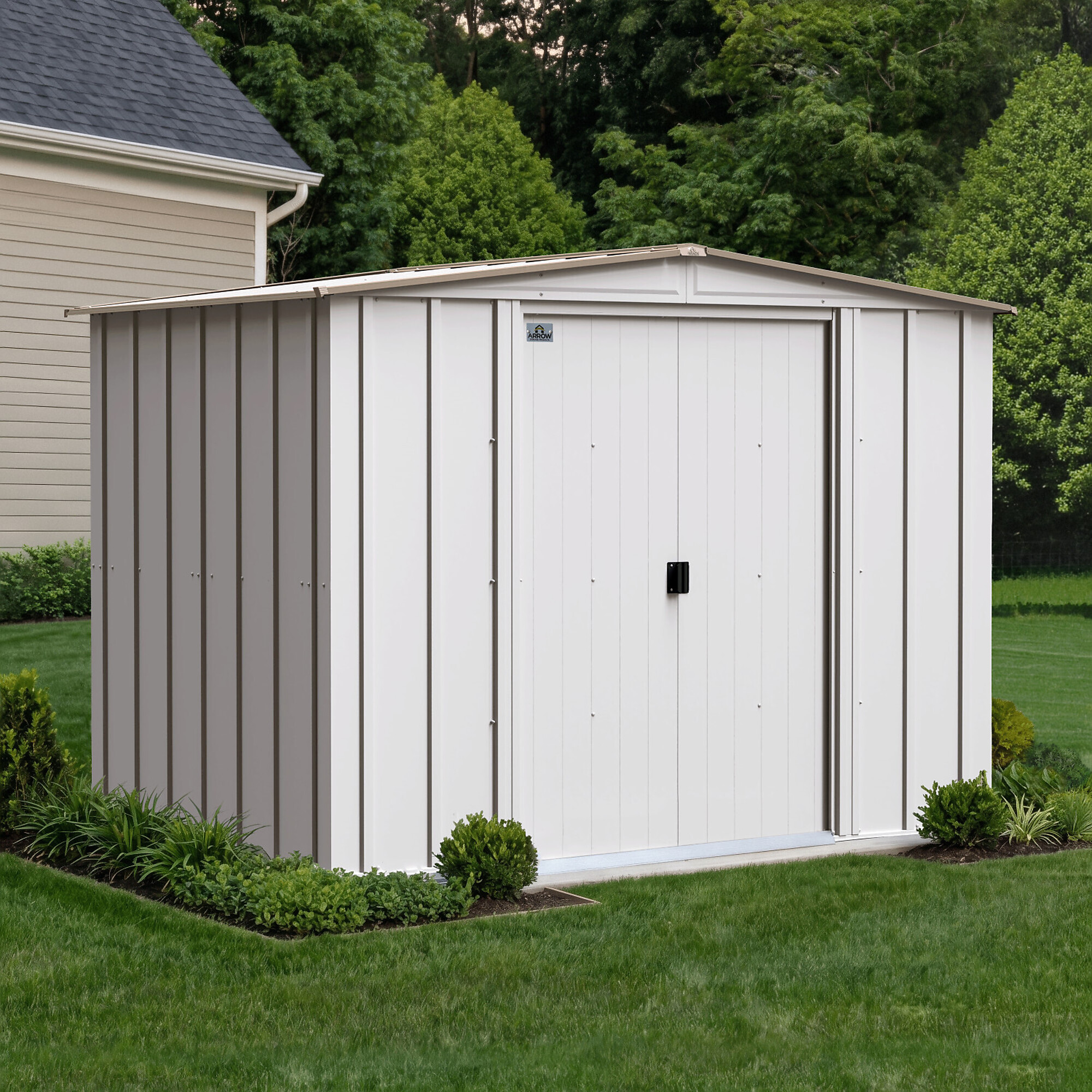 CLG86EG Arrow Classic 6 x 8 x 6 ft Eggshell Steel Storage Shed